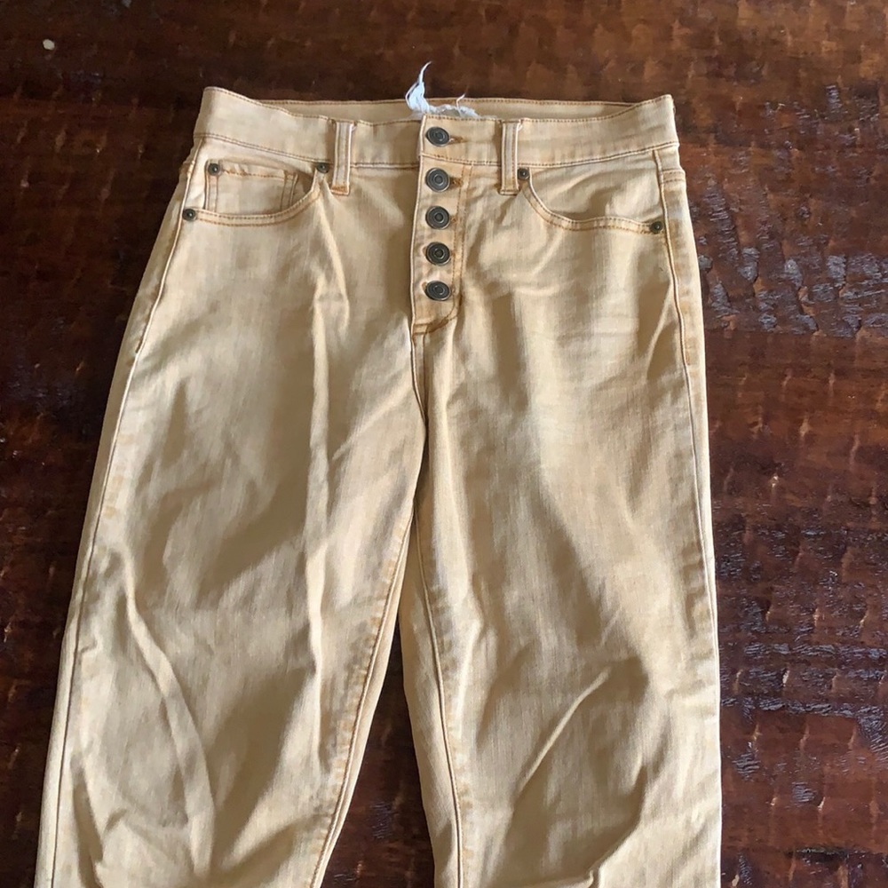 yellow high waisted jeans